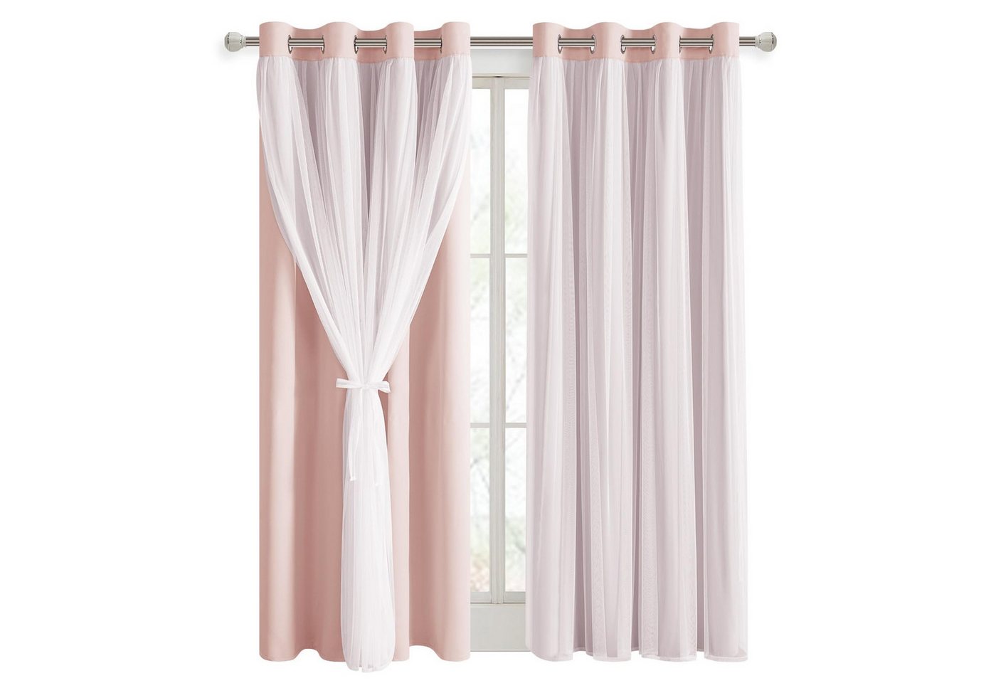 Kaket Verdunkelungsvorhang Verdunkelungsvorhänge mit Doppelschicht, Verdunkelnde Voile-Gardinen von Kaket