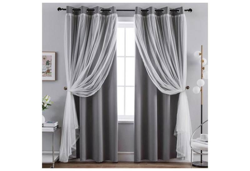 Kaket Verdunkelungsvorhang Verdunkelungsvorhänge mit Doppelschicht, Verdunkelnde Voile-Gardinen Kaket Verdunkelungsvorhang Verdunkelungsvorhänge mit Doppelschicht, Verdunkelnde Voile-Gardinen von Kaket