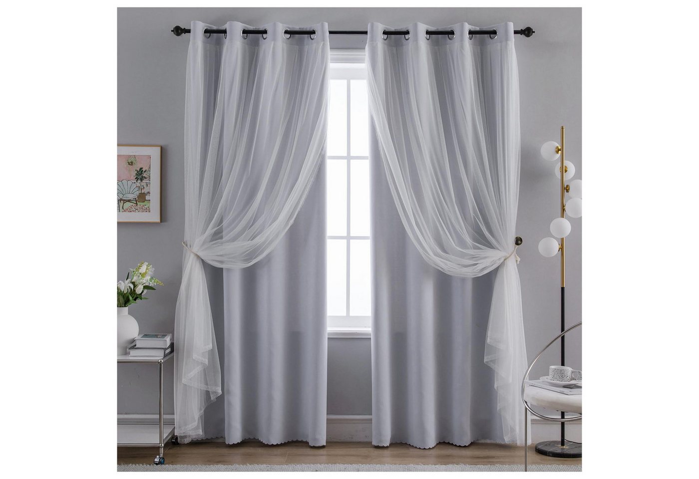 Kaket Verdunkelungsvorhang Verdunkelungsvorhänge mit Doppelschicht, Verdunkelnde Voile-Gardinen Kaket Verdunkelungsvorhang Verdunkelungsvorhänge mit Doppelschicht, Verdunkelnde Voile-Gardinen von Kaket