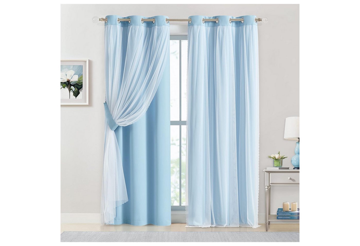 Kaket Verdunkelungsvorhang Verdunkelungsvorhänge mit Doppelschicht, Verdunkelnde Voile-Gardinen Kaket Verdunkelungsvorhang Verdunkelungsvorhänge mit Doppelschicht, Verdunkelnde Voile-Gardinen von Kaket