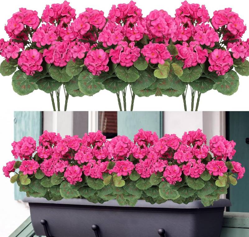 Kunstblumenstrauß 4 Bündel Künstliche Blumen Geranie Blumen Dekoration Faux, Kaket von Kaket