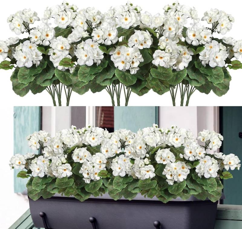 Kunstblumenstrauß 4 Bündel Künstliche Blumen Geranie Blumen Dekoration Faux, Kaket von Kaket