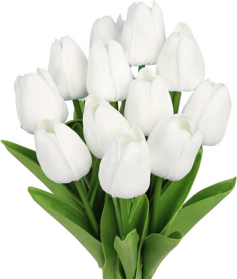 Kunstblumenstrauß 10 Stück Künstliche Tulpen Kunstblume Blumen Real, Kaket, Höhe 33 cm, Touch Tulpe Deko Kunstpflanze Länge 34cm von Kaket