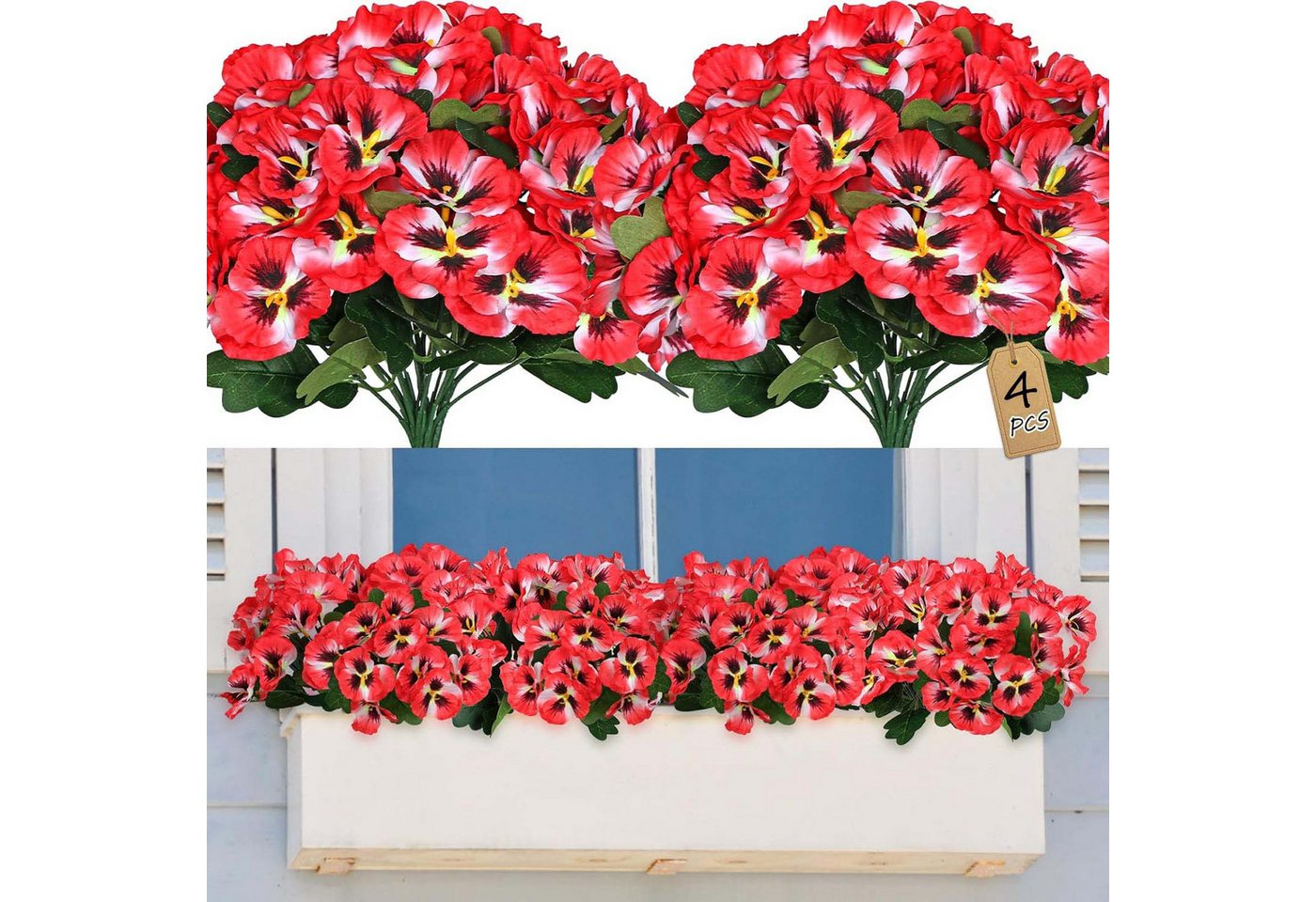 Kunstblumenstrauß 4 Bündel Künstliche Blumen Geranie Blumen Dekoration Faux, Kaket Kunstblumenstrauß 4 Bündel Künstliche Blumen Geranie Blumen Dekoration Faux, Kaket von Kaket