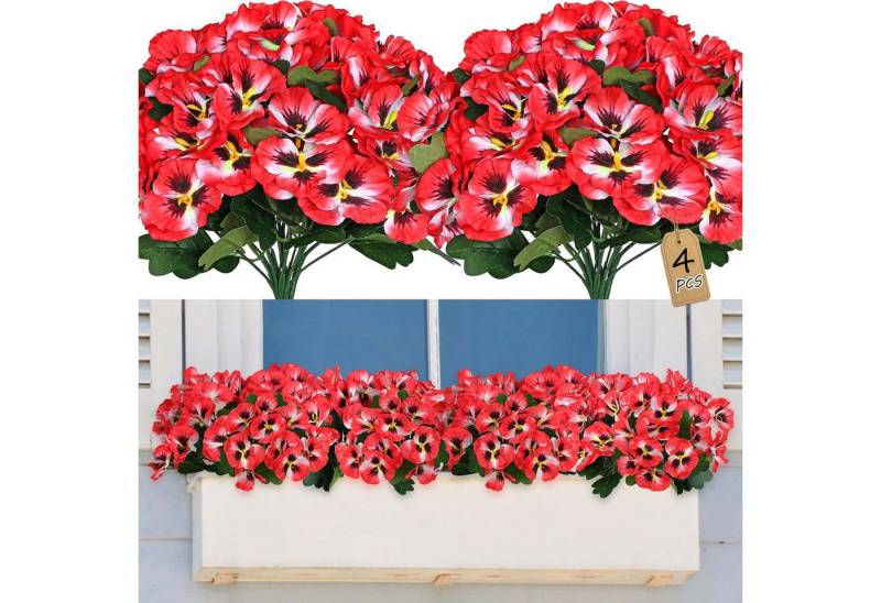 Kunstblumenstrauß 4 Bündel Künstliche Blumen Geranie Blumen Dekoration Faux, Kaket von Kaket