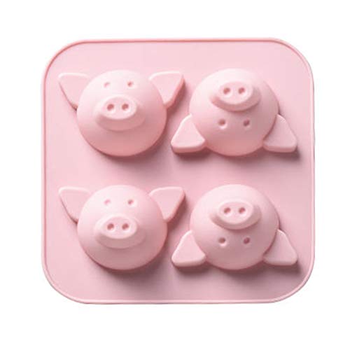 Kakiyi 4 Loch-Karikatur-Schwein Tier-Kuchen-Form Silica Gel-Form Bakeware Backen DIY Werkzeuge Zubehör Fondant von Kakiyi