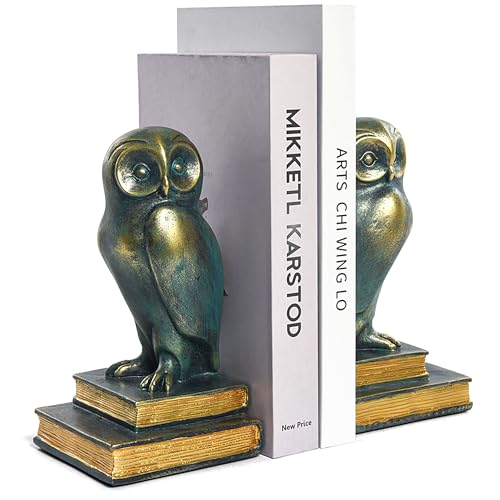 Kakizzy Buchstützen für Regale, dekorative Buchstützen mit Eule, Bronze, Vogelbuchstopper, einzigartige Kinderbuchhalter mit rutschfester Unterseite, luxuriöse Buchstützen für Kinderzimmer, Büro, von Kakizzy