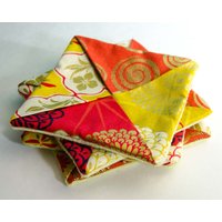 4 Baumwoll Untersetzer Orange, Gelb, Weiß Und Gold 3/4 Quadrat Shabby Chic Untersetzer, Cottage Art Deco 4 Baumwoll Untersetzer Orange, Gelb, Weiß Und Gold 3/4 Quadrat Shabby Chic Untersetzer, Cottage Art Deco von Kakodah