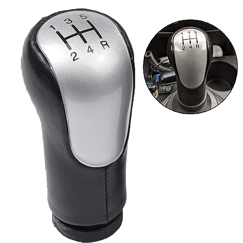 Kakulkomen Schaltknauf Schalthebel Kompatibel für Ford Fiesta Fusion Transit Connect 2002 2003 2004 2005 2006 2007 (5-Gang Silber - R - unten rechts) von Kakulkomen