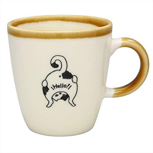 Japanische Mino Keramik Teetasse 270 ml Tasse Tasse Becher Made in Japan Lustige Katzen - zweifarbige Katze K13380 von Kakuni