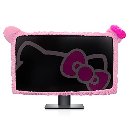 Kakurookie 27-34 Zoll Computer Monitor Schutzhülle mit Katzenohren Design Cute Pink Monitor Staubschutz mit Pelz Design Elastisch Staubdicht Geeignet für PC Tablet TV (27-34 Zoll) von Kakurookie