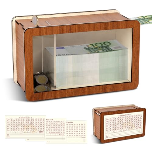 2025 Neu Spardose aus Holz, Wiederverwendbare Spardose, Spardose mit Zähler, Sparbox mit Zahlen Ankreuzen, mit Speicherplatz für Bargeld und Münzen, für Erwachsene und Kinder mit Sparziel 2025 Neu Spardose aus Holz, Wiederverwendbare Spardose, Spardose mit Zähler, Sparbox mit Zahlen Ankreuzen, mit Speicherplatz für Bargeld und Münzen, für Erwachsene und Kinder mit Sparziel von Kakveiai