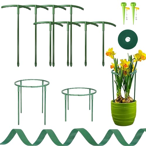 Kakveiai 8 Stück Pflanzenstütze für Garten, Pflanzenhalter, Rankhilfe Zimmerpflanzen, Blumenstütze, mit Pflanzenbinder, Freies Spleißen, für Topfpflanzen, Tomaten, Blumen(4Stück 25cm+4Stück15cm) von Kakveiai