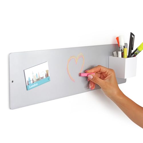 KalaMitica - Magnettafel für die Wand, Kreidetafel Magnetisch aus Stahl, beschreibbar mit Kreide und abwischbar, Pinnwand für Magnete - Silber (hellgrau) - 14 x 50 cm KalaMitica - Magnettafel für die Wand, Kreidetafel Magnetisch aus Stahl, beschreibbar mit Kreide und abwischbar, Pinnwand für Magnete - Silber (hellgrau) - 14 x 50 cm von KalaMitica