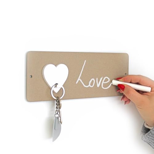 KalaMitica - Magnettafel, Kreidetafel, kleine magnetische Wandtafel aus Stahl, beschreibbar mit Kreide und abwischbar, Pinnwand für Magnete - Beige, 9x24 cm von KalaMitica