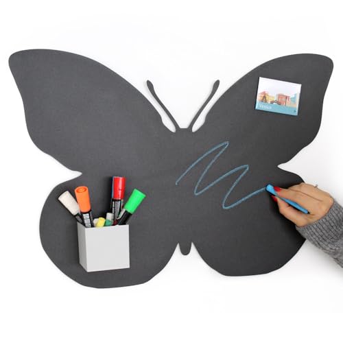 KalaMitica - Magnettafel, Kreidetafel, magnetische Wandtafel aus Stahl - Beschreibbare Pinnwand für Magnete, Notizen und Dekoration - Schmetterling, 56x38 cm, Schwarz Anthrazit KalaMitica - Magnettafel, Kreidetafel, magnetische Wandtafel aus Stahl - Beschreibbare Pinnwand für Magnete, Notizen und Dekoration - Schmetterling, 56x38 cm, Schwarz Anthrazit von KalaMitica