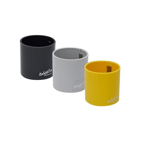 KalaMitica - 3 Stück 6,5 cm magnetische Zylinder - Magnetische Stifthalter, Markerhalter, Blumentöpfe für Magnettafel, Kühlschrank und Metalloberflächen - Gelb, Eis, Bleifarbe von KalaMitica