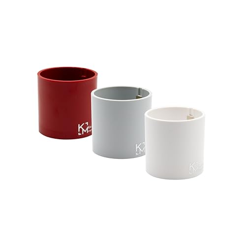 KalaMitica - 3 Stück 6,5 cm magnetische Zylinder - Magnetische Stifthalter, Markerhalter, Blumentöpfe für Magnettafel, Kühlschrank und Metalloberflächen - Rot, Weiß, Eis von KalaMitica