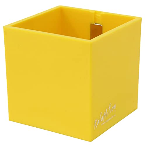 KalaMitica - Magnetischer Würfel 9,5 cm - Gelb - Magnetischer Behälter, Stift-/Markerhalter oder Blumentopf mit starkem Magneten für Magnettafel/Whiteboard/Kühlschrank von KalaMitica