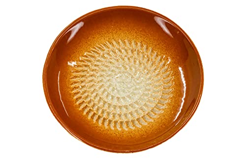 Kaladia Keramik Reibeteller/Keramikhobel Unifarbend - ideal für Ingwer, Parmesan etc. - in Hellbraun - Durchmesser: 12 cm - handgemacht & handbemalt - Made in Spain von Kaladia