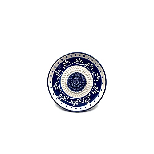 Kaladia - Keramik Reibeteller/Keramikhobel - ideal für Ingwer, Parmesan etc. - Motiv: Blau/Weiß - Durchmesser: 12 cm - handgemacht & handbemalt - Made in Spain von Kaladia