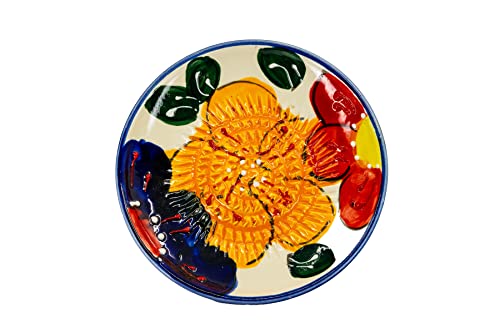 Kaladia - Keramik Reibeteller/Keramikhobel - ideal für Ingwer, Parmesan etc. - Motiv: Bunte Blumen - Durchmesser: 12 cm - handgemacht & handbemalt - Made in Spain von Kaladia