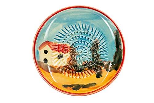 Kaladia - Keramik Reibeteller/Keramikhobel - ideal für Ingwer, Parmesan etc. - Motiv: Landhaus - Durchmesser: 12 cm - handgemacht & handbemalt - Made in Spain von Kaladia