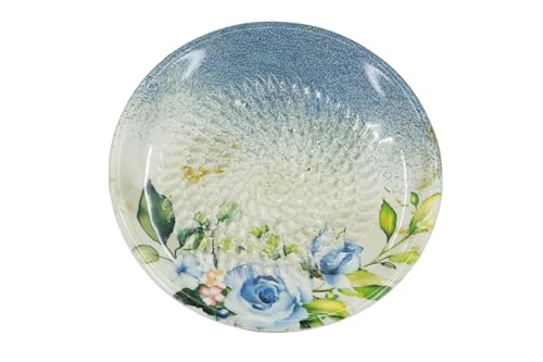 Kaladia Keramik Reibeteller/Keramikhobel - ideal für Ingwer, Parmesan etc. - in Blau mit blauer Blume - Durchmesser: 12 cm - handgemacht & handbemalt - Made in Spain von Kaladia