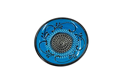 Kaladia Keramik Reibeteller/Keramikhobel - ideal für Ingwer, Parmesan etc. - in Blau & Schwarz - Durchmesser: 12 cm - handgemacht & handbemalt - Made in Spain von Kaladia