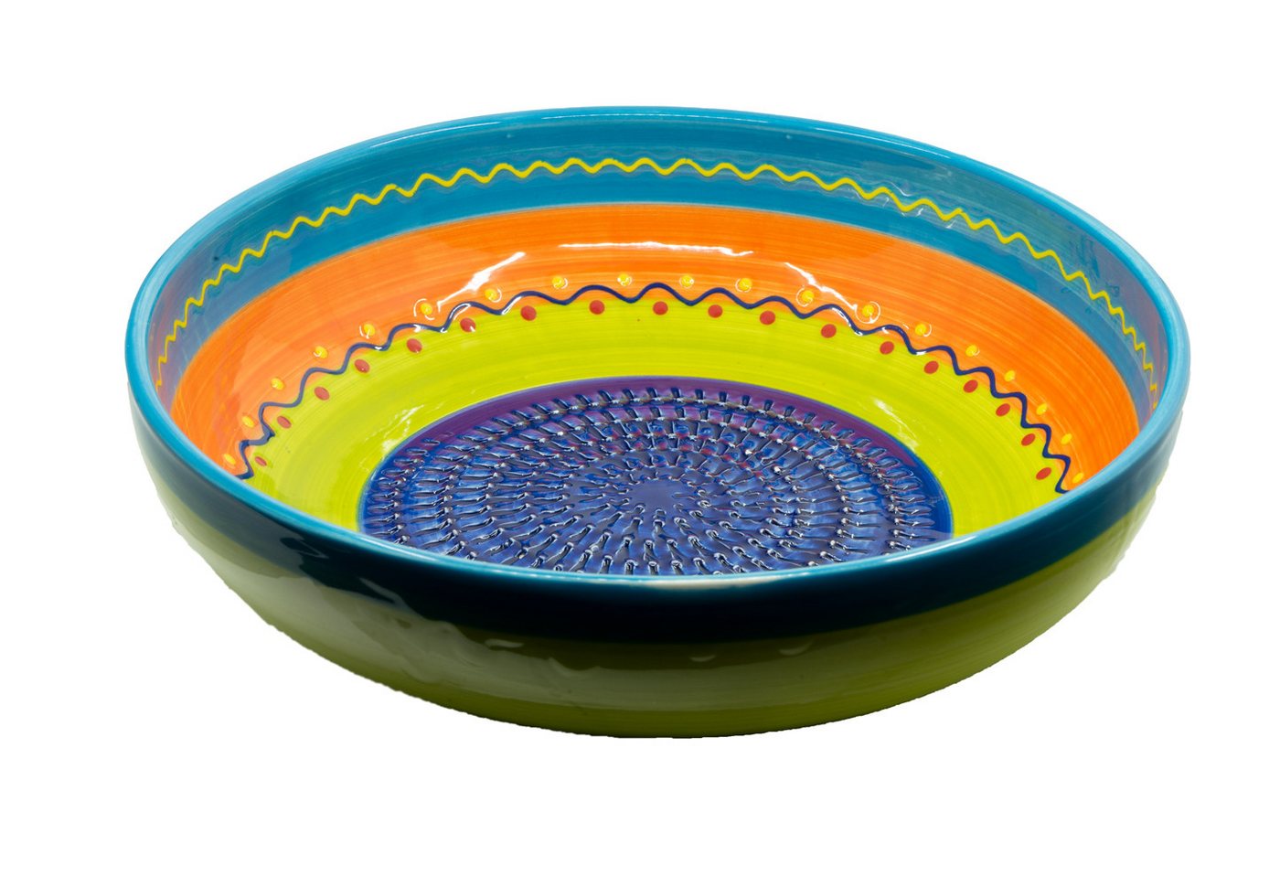 Kaladia Multireibe Große Reibeschüssel in Blau/Oran./Grün, Keramik, handbemalte Küchenreibe - Made in Spain Kaladia Multireibe Große Reibeschüssel in Blau/Oran./Grün, Keramik, handbemalte Küchenreibe - Made in Spain von Kaladia