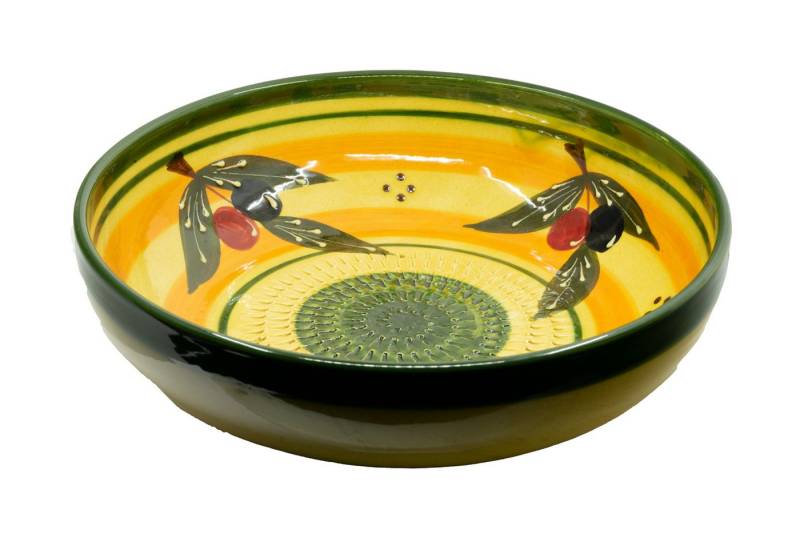 Kaladia Multireibe Große Reibeschüssel in Gelb/Grün/Olive, Keramik, handbemalte Küchenreibe - Made in Spain von Kaladia