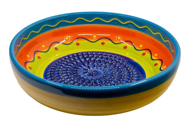 Kaladia Multireibe Kleine Reibeschüssel in Blau/Oran./Grün, Keramik, handbemalte Küchenreibe - Made in Spain von Kaladia