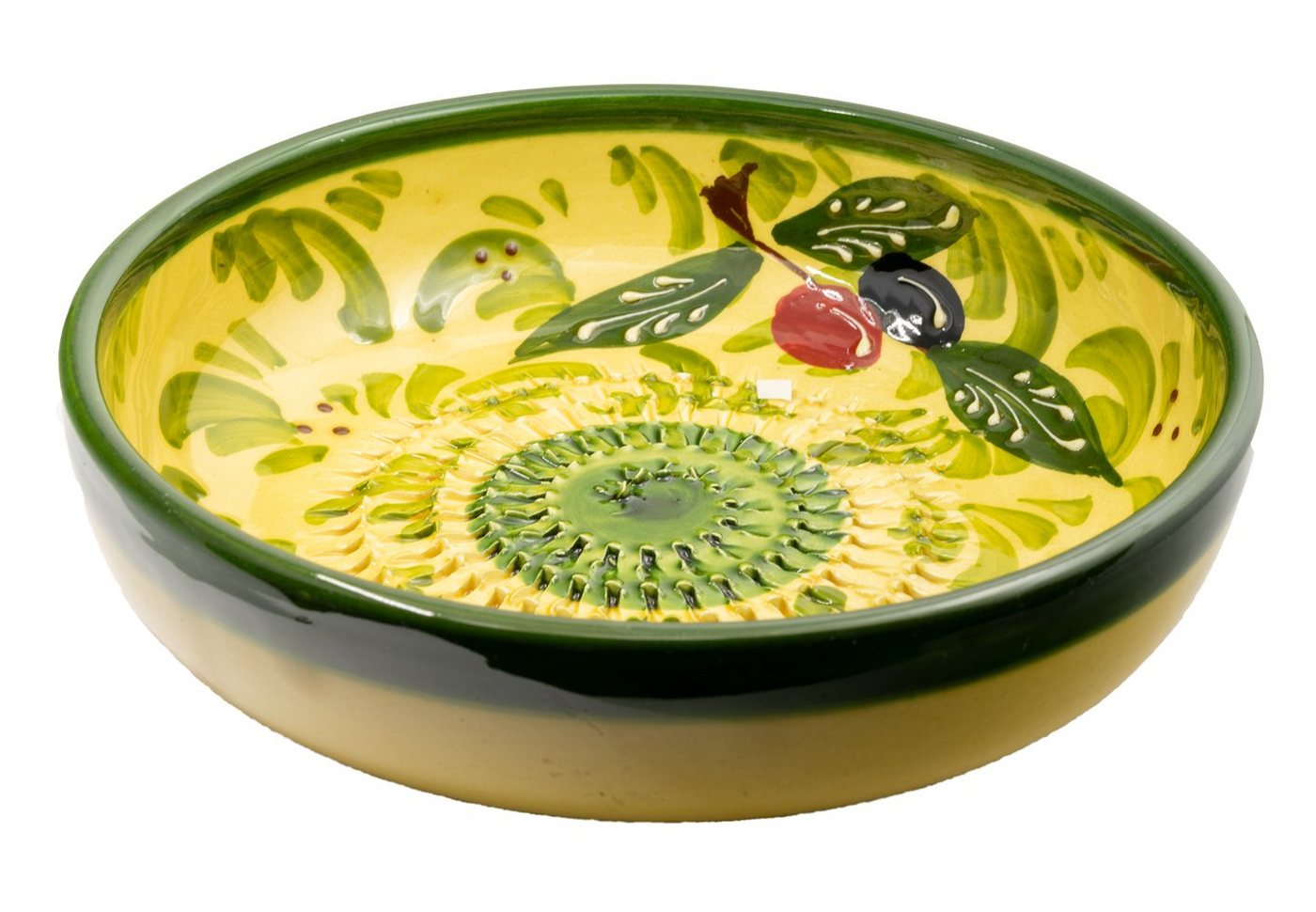Kaladia Multireibe Reibeschüssel in Grün mit Olive, Keramik, handbemalte Küchenreibe - Made in Spain Kaladia Multireibe Reibeschüssel in Grün mit Olive, Keramik, handbemalte Küchenreibe - Made in Spain von Kaladia