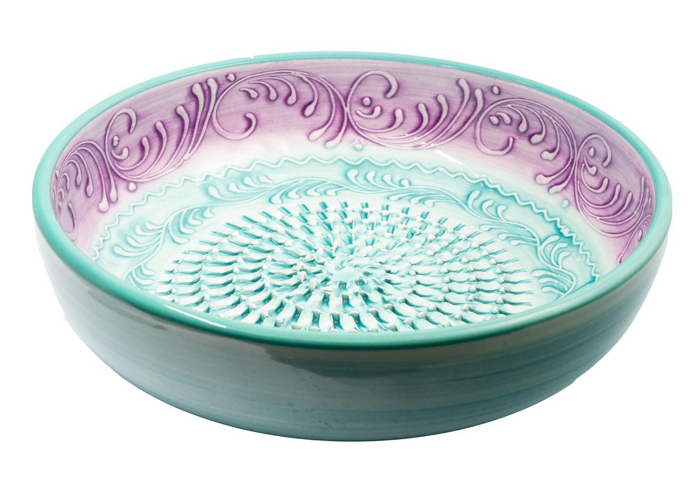 Kaladia Multireibe Reibeschüssel in Lila & Türkis, Keramik, handbemalte Küchenreibe - Made in Spain Kaladia Multireibe Reibeschüssel in Lila & Türkis, Keramik, handbemalte Küchenreibe - Made in Spain von Kaladia