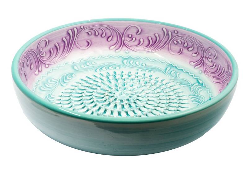Kaladia Multireibe Reibeschüssel in Lila & Türkis, Keramik, handbemalte Küchenreibe - Made in Spain von Kaladia