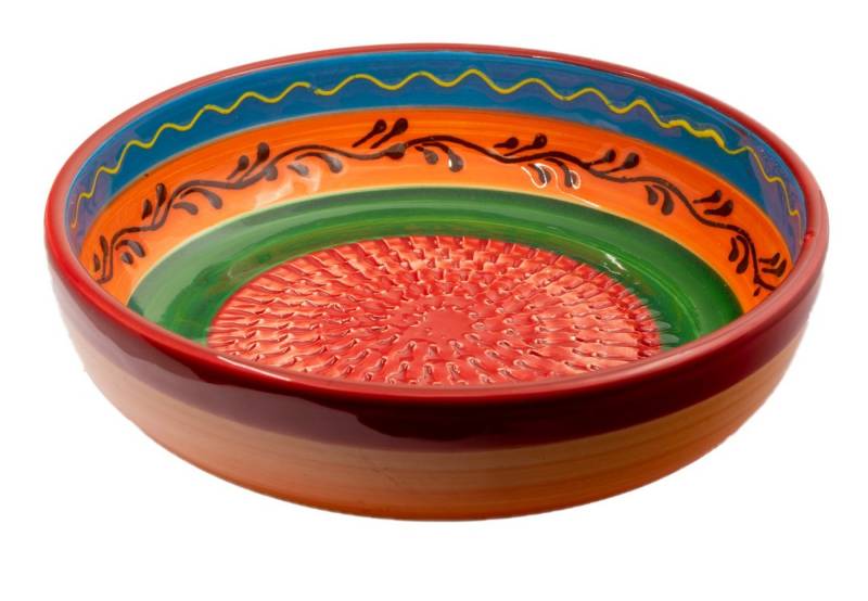 Kaladia Multireibe Reibeschüssel in Rot/Orange/Grün, Keramik, handbemalte Küchenreibe - Made in Spain von Kaladia