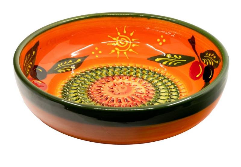 Kaladia Multireibe Reibeschüssel in Sonne & Oliven, Keramik, handbemalte Küchenreibe - Made in Spain von Kaladia