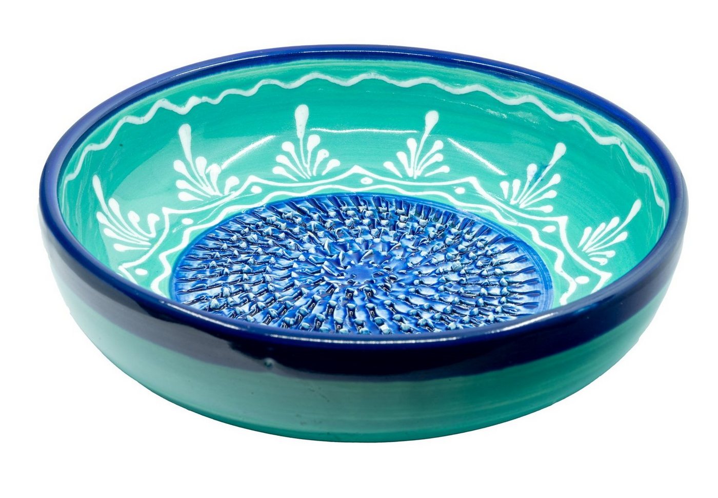 Kaladia Multireibe Reibeschüssel in Türkis & Blau, Keramik, handbemalte Küchenreibe - Made in Spain Kaladia Multireibe Reibeschüssel in Türkis & Blau, Keramik, handbemalte Küchenreibe - Made in Spain von Kaladia