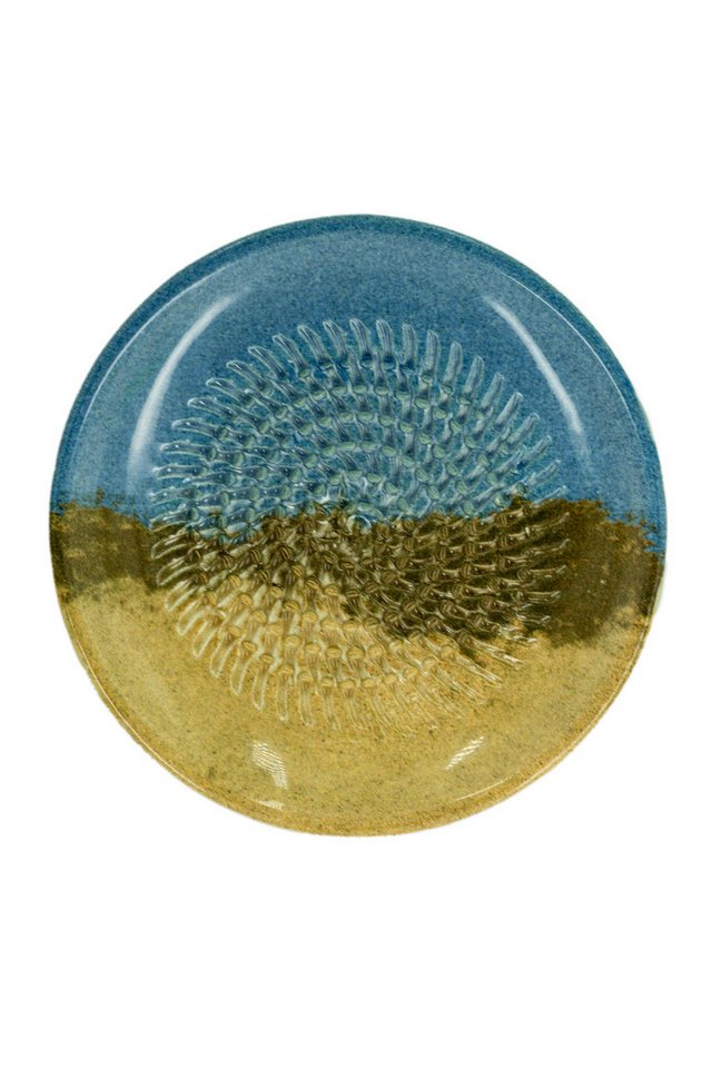 Kaladia Multireibe Reibeteller in Blau & Braun - Strand - zum Zerkleinern von Zutaten, Keramik, handbemalte Küchenreibe aus Keramik - Made in Spain von Kaladia