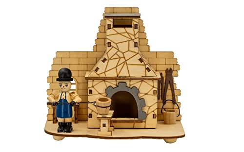 Kaladia - Räucherkerzenhalter aus Holz - für Räucherkerzen Größe M - Motiv: Räucherkamin Schmied - Maße: ca. 15x13x10 cm von Kaladia