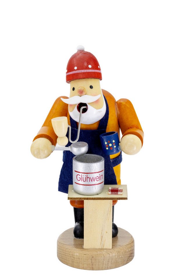 Kaladia Räuchermännchen Glühweinverkäufer - handbemalte Dekoration, winterliche Räucherfigur für Weihnachtsmarktbegeisterte - aus Holz von Kaladia