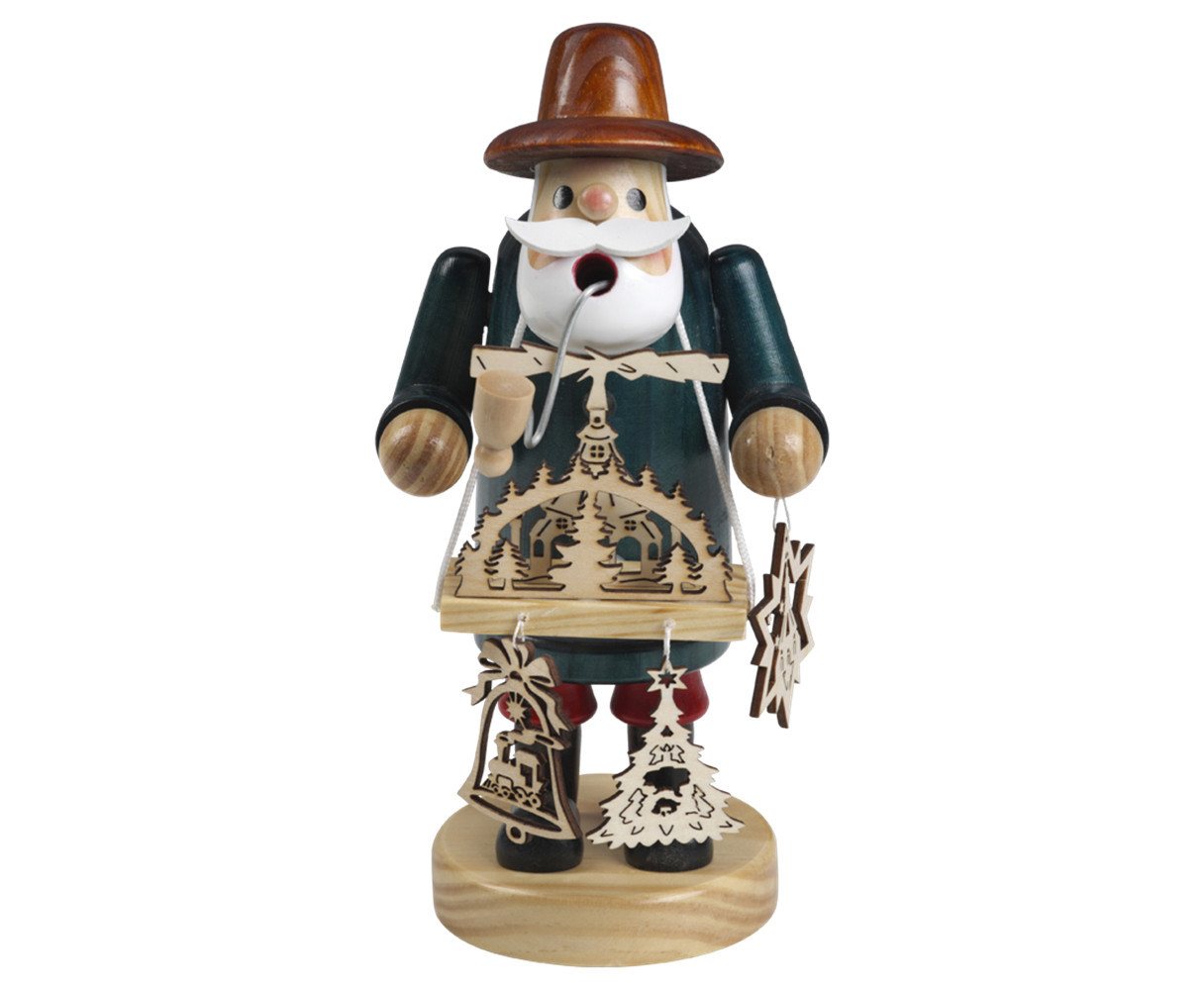 Kaladia Räuchermännchen Leuchtenhändler - aus Holz - 9,5x8,5x18,5 cm - für Räucherkerzen M, Perfekt für Sammlungen, Dekorationen oder als Weihnachtsgeschenk von Kaladia