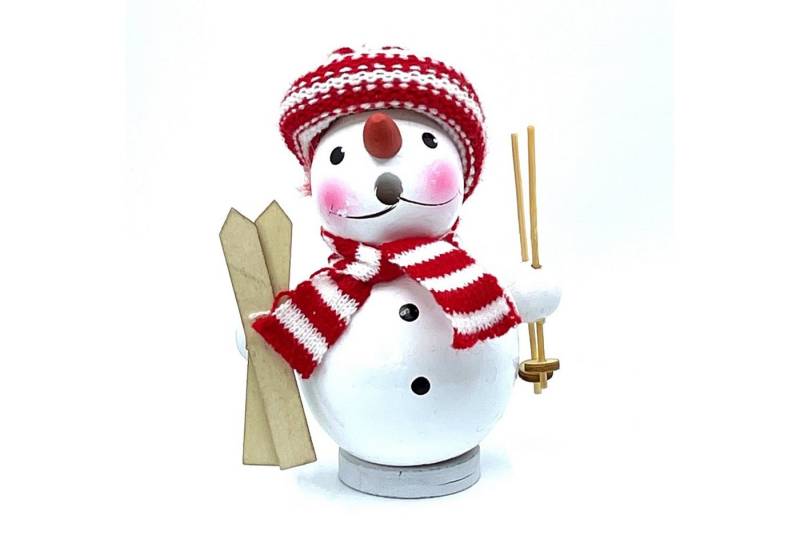 Kaladia Räuchermännchen Räucherfigur Schneemann mit Ski - Größe 12cm, für Standard Räucherkerzen - aus Holz von Kaladia