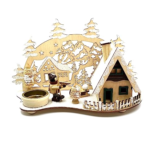 Kaladia - Rauchhaus/Räucherhütte aus Holz - für Räucherkerzen Größe M - mit integriertem Teelichthalter - Motiv: Kind mit Ski und Schlitten - Maße: 23 x 13 x 17 cm Kaladia - Rauchhaus/Räucherhütte aus Holz - für Räucherkerzen Größe M - mit integriertem Teelichthalter - Motiv: Kind mit Ski und Schlitten - Maße: 23 x 13 x 17 cm von Kaladia