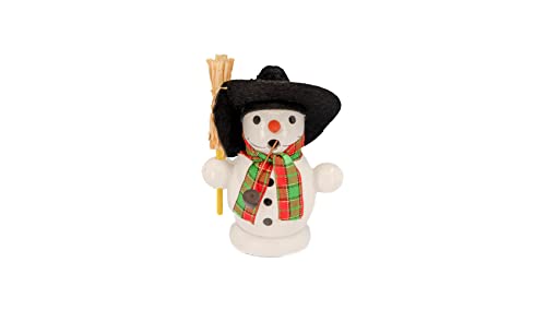 Kaladia - Rauchmann/Räucherfigur aus Holz - für Räucherkerzen Größe S - Motiv: Schneemann mit Besen - Größe: ca. 10cm von Kaladia