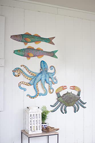 KALALOU Handgehämmerter Wandbehang aus recyceltem Metall, Oktopus, Einheitsgröße, mehrfarbig von Kalalou