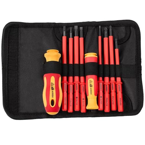 10pcs Electricians -Werkzeuge, austauschbare elektrische Schraubendreher -Sets, isolierte Schraubendreher -Sets für elektrische, häusliche und DIY -Projekte von Kalastussaari