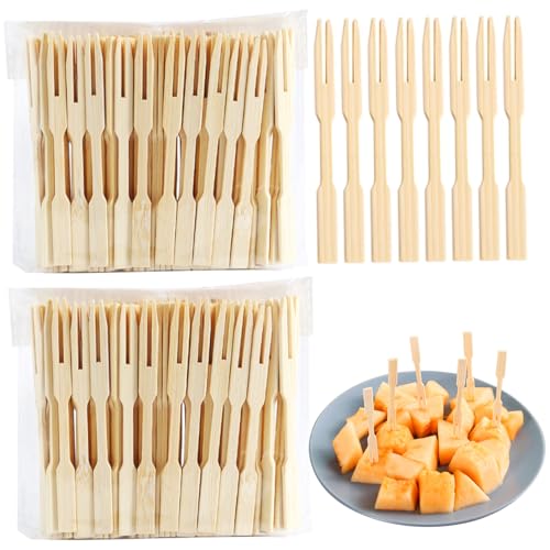 160pcs Vorspeisegabeln, 3, 5 Zoll kleine Bambus-Obst-Picks, umweltfreundliche und verfügbare Gabeln für Desserts, Sandwiches, Burger, Salate, Buffets, Gemüse-Obstgabel 160pcs Vorspeisegabeln, 3, 5 Zoll kleine Bambus-Obst-Picks, umweltfreundliche und verfügbare Gabeln für Desserts, Sandwiches, Burger, Salate, Buffets, Gemüse-Obstgabel von Kalastussaari