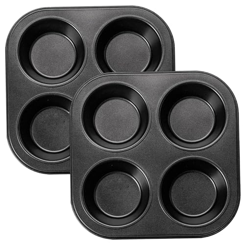 2pcs Air Fryer Muffinpfanne, 4-Cavity-Nicht-Stick-kleine Muffinpfanne, leicht zu reinigende Kohlenstoffstahl-Mini-Cupcake von Kalastussaari