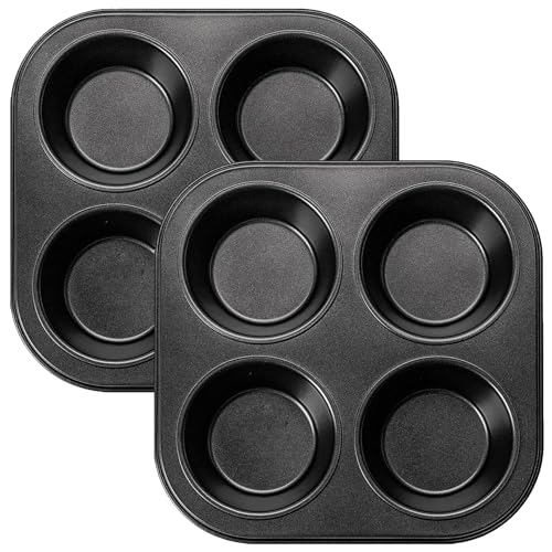 2pcs Air Fryer Muffinpfanne, 4-Cavity-Nicht-Stick-kleine Muffinpfanne, leicht zu reinigende Kohlenstoffstahl-Mini-Cupcake von Kalastussaari